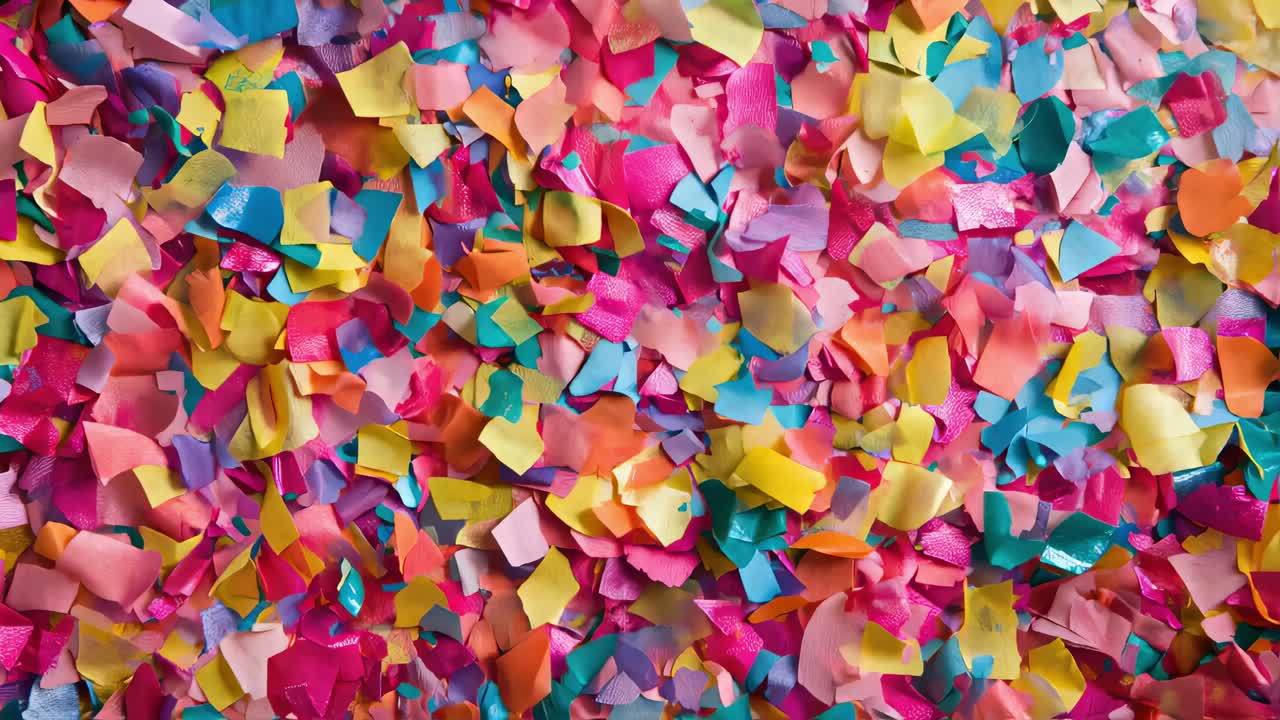 Multicolored confetti falling in swirling patterns, generating jubilant energy with explosive colors cascading through festive environment, creating dynamic visual celebration
