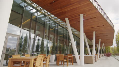 modern outdoor patio of a commercial building