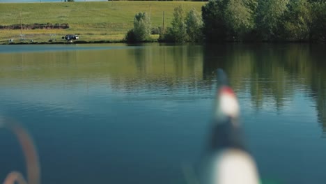 float periodically sinks in the lake 1