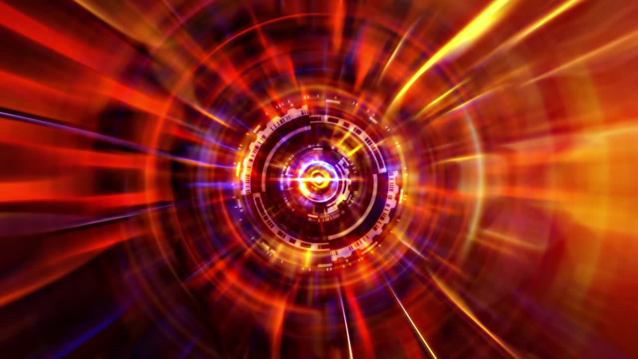animación en bucle hud futurista abstracto con túnel de explosión de energía bucle de vj sin costura. pantalla de holograma de renderización 4k 3d consiste en campo de energía de explosió brillante y máquina de ciencia ficción de tecnología central.
