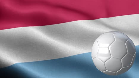 flag of luxembourg and soccer ball - luxembourg flag high detail - national flag luxembourg wave pattern loopable elements - fabric texture and endless loop - soccer ball and flag