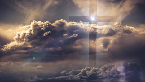 shadow-of-a-cross-pole-with-a-background-of-storm-clouds-accompanied-by-flashes-of-lightning