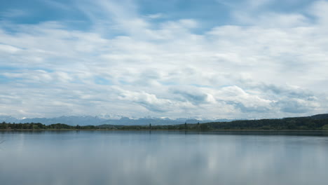 cloudy sky moves over a lake