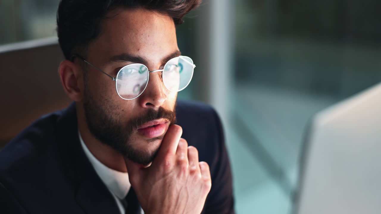 Professional man working on computer