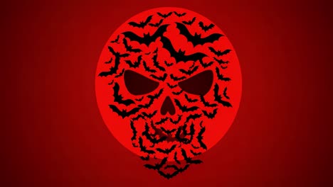 a striking contrast of shadows and light: a sinister skull surrounded by dark bats under a blood-red moon captures the essence of spooky themes
