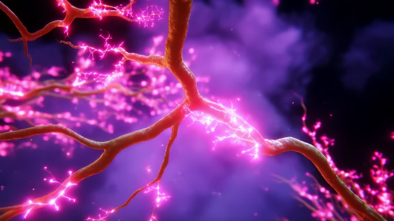A Stunning Visual Representation of Neural Connections Illuminated by Ethereal Pink Energy, Showcasing the Intricacies and Beauty of the Nervous System in an Artistic and Abstract Manner