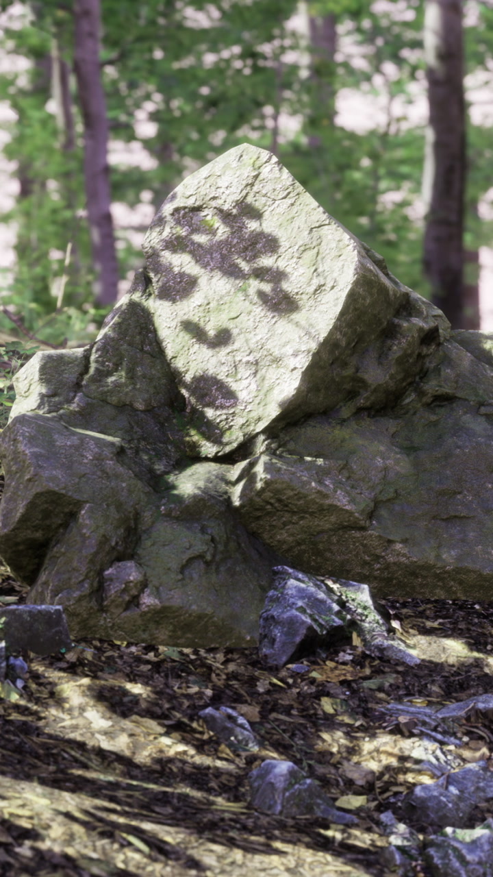 Sunlight dances on a stone surface revealing a unique natural shadow play