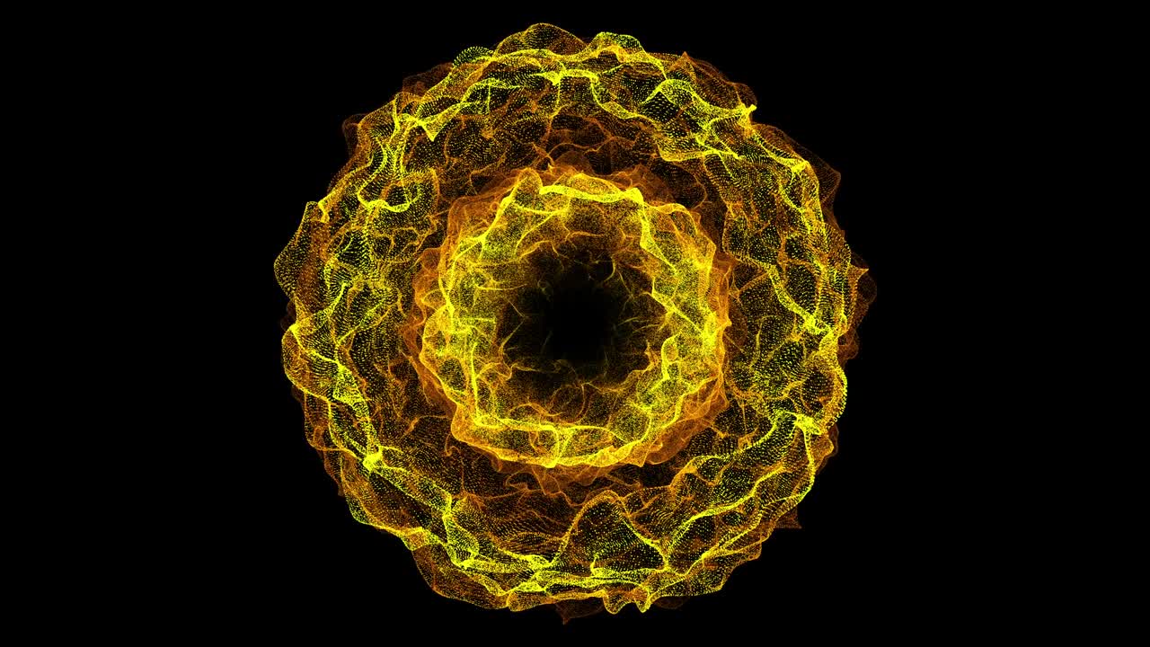 Energy circle particles wave futuristic glittering abstract isolated on black background.