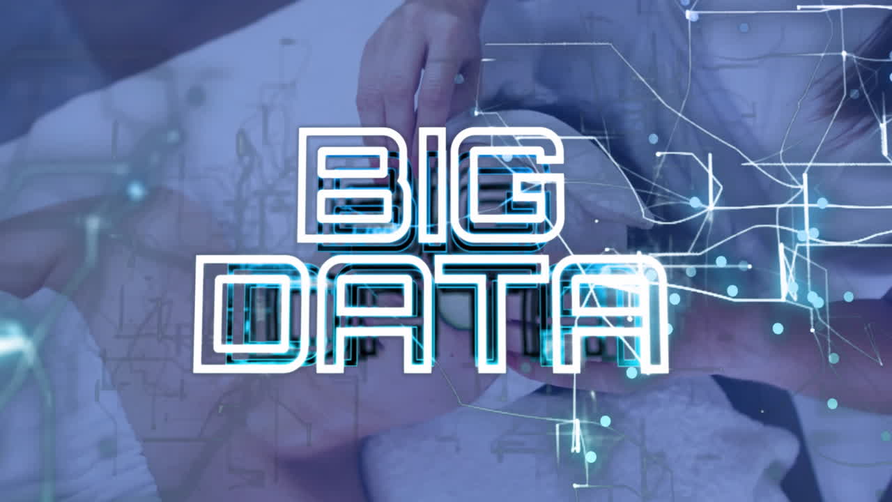 Animation of digital network connections with Big Data text in technology theme