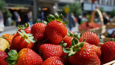 fresh strawberries at an outdoor market