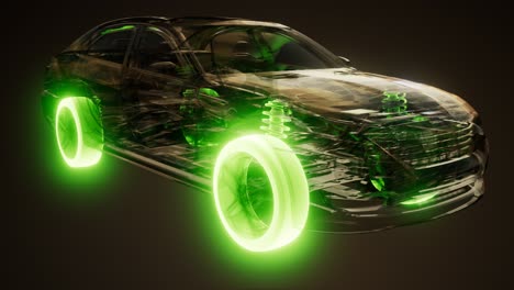 car wheels glowing in car