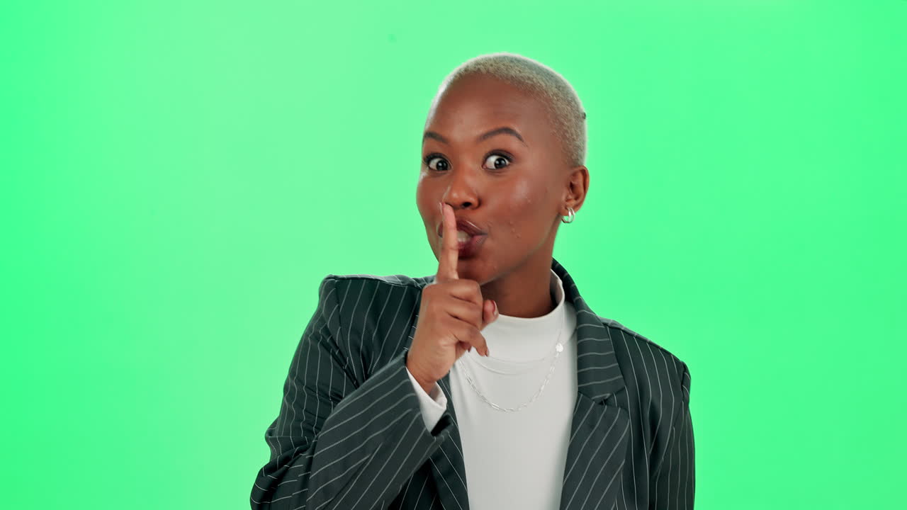 Businesswoman gesturing silence