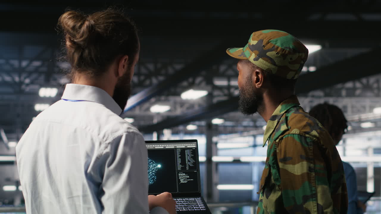 Military units in high tech server hub overseeing AI computing operations