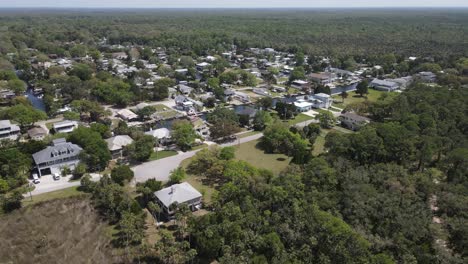 Fast-Spin-Antenne-Von-Den-Sumpfgebieten-Des-Weeki-Wachee-Flusses-Bis-Zur-Unterteilung-Der-Weeki-Wachee-Gärten,-Die-Zugang-Dazu-Hat