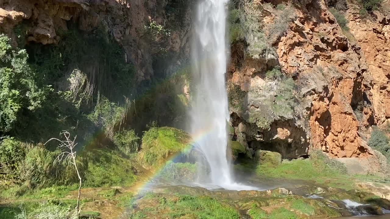 wáter fall with rainbow in Navajas, Castellon (Spain)