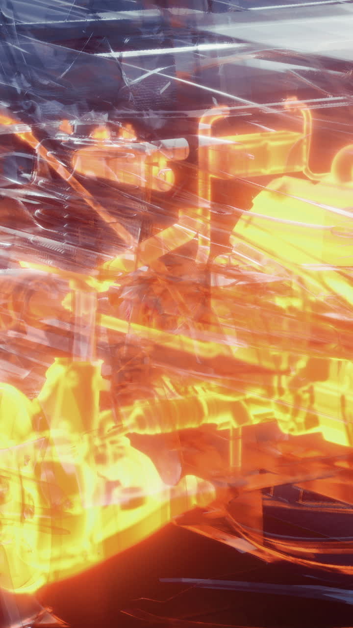 Transparent car revealing intricate internal components and design features