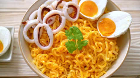 instant noodles salt egg flavour with squid or octopus bowl