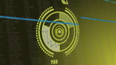 animation of data processing over scope scanning on green background