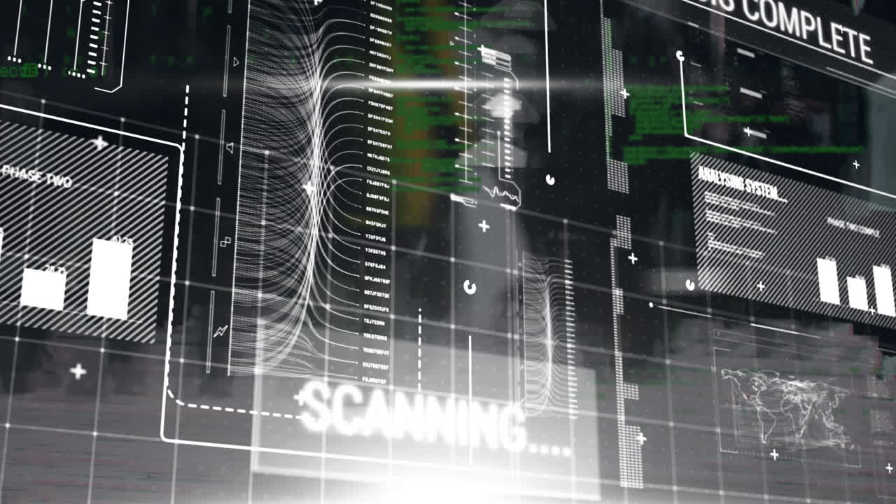 Animation of data processing over screens