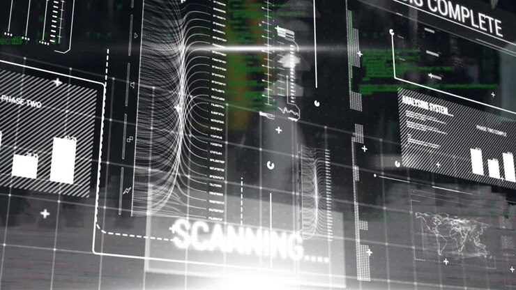 Animation of data processing over screens
