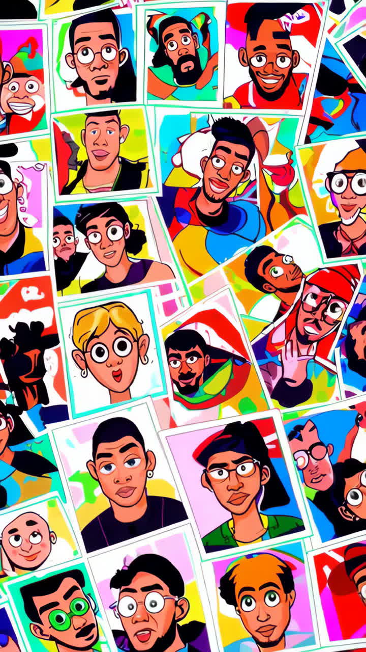 Vibrant Collage of Diverse Cartoon Portraits