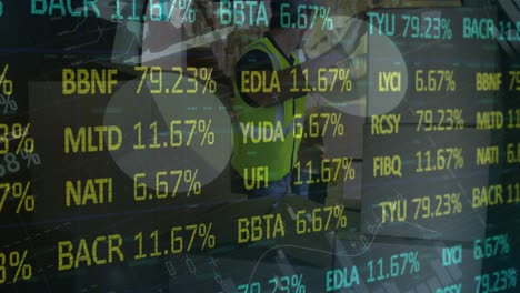 animación del procesamiento de datos financieros sobre el repartidor y la furgoneta