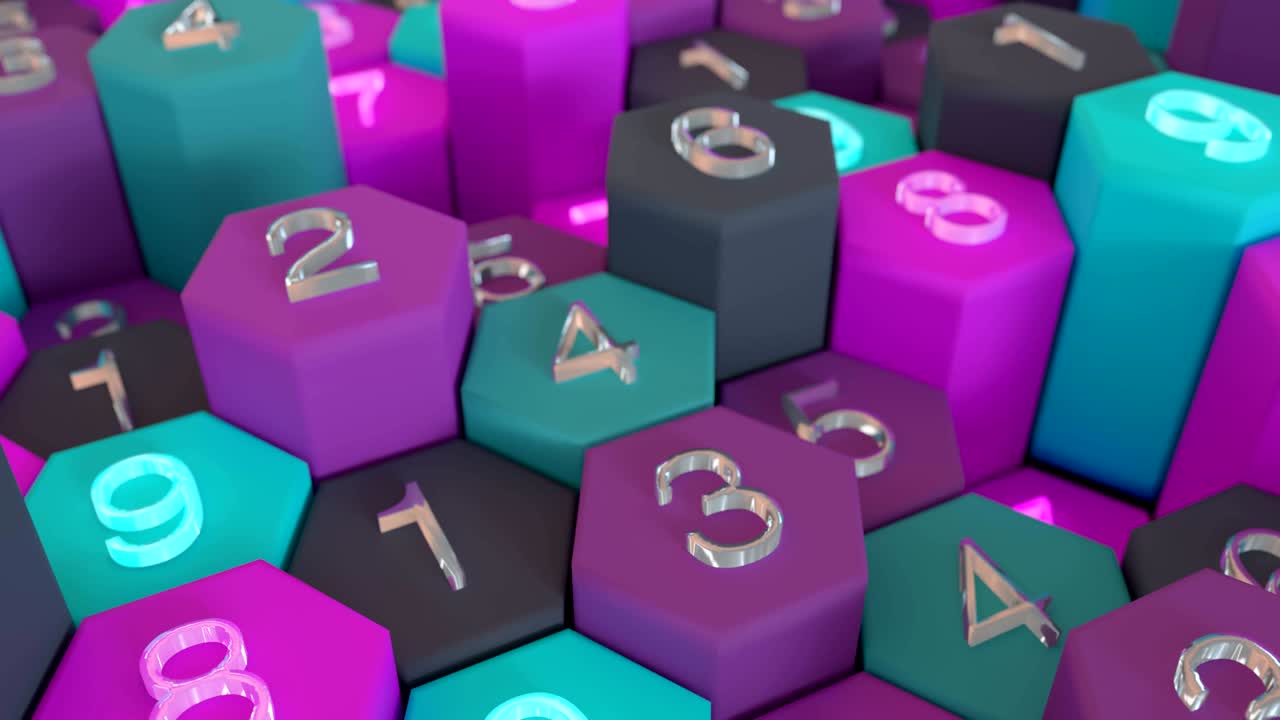 4K Abstract Honeycomb Grid With Random Numbers.