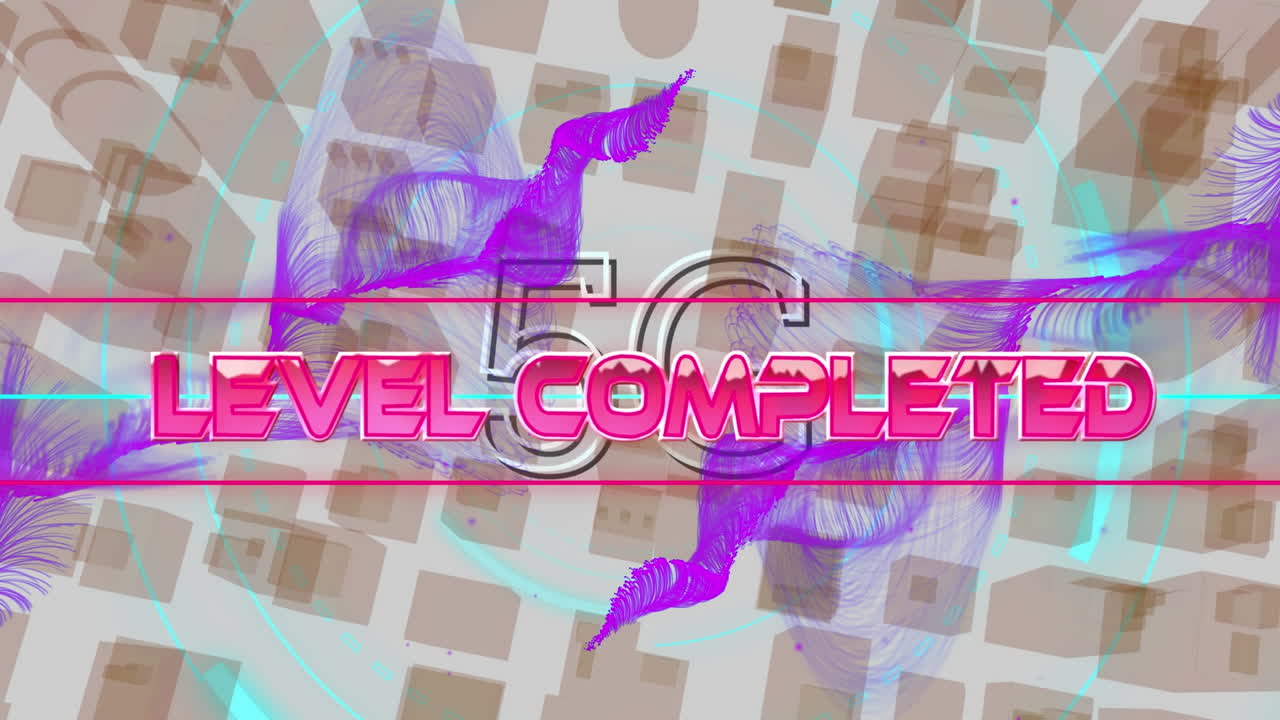 모양 위에 완성된 텍스트의 레벨 애니메이션