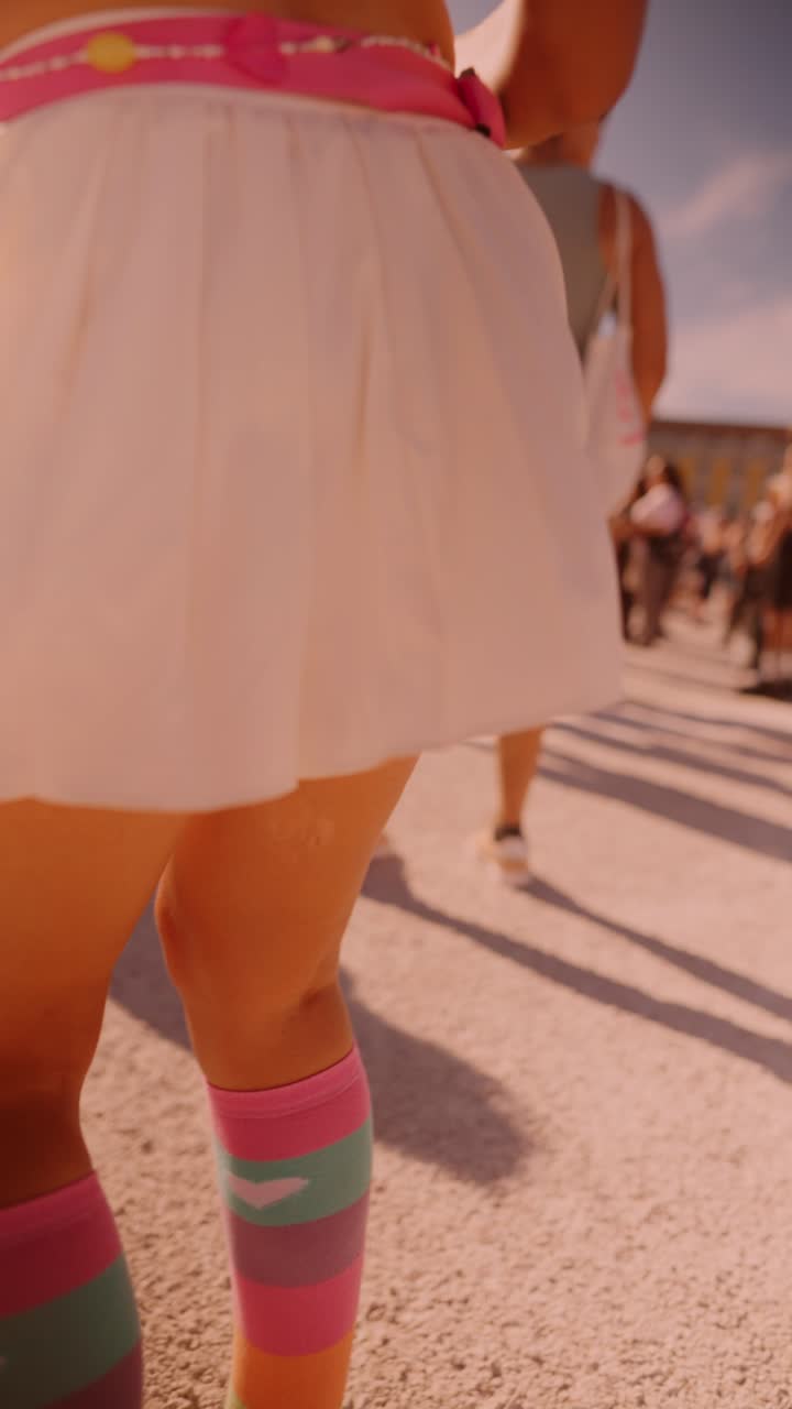 Woman in Pink Bikini and White Skirt at a Summer Party