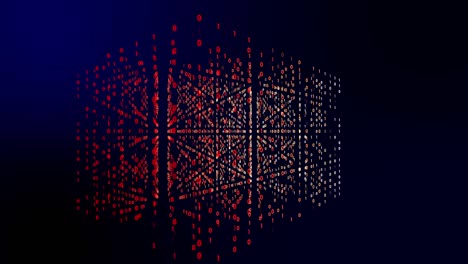 gráfico de movimiento 4k de la tecnología digital con dígitos binarios camino de luz en línea datos de información fondo abstracto, tecnología de datos futura del concepto de programación cibernética en tema de neón rojo