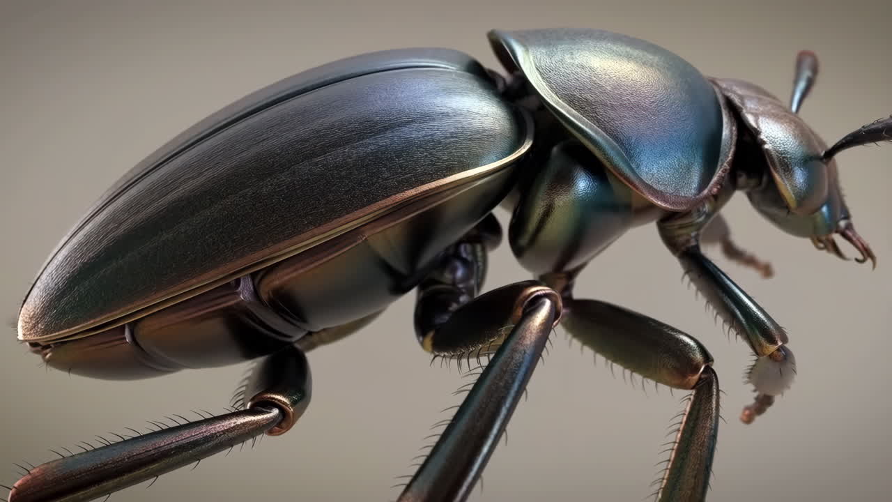 Close-up of an iridescent beetle