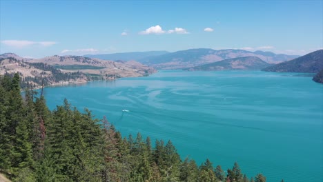 Drone-Perspective:-Turquoise-Kalamalka-Lake-Alongside-Okanagan-Highway