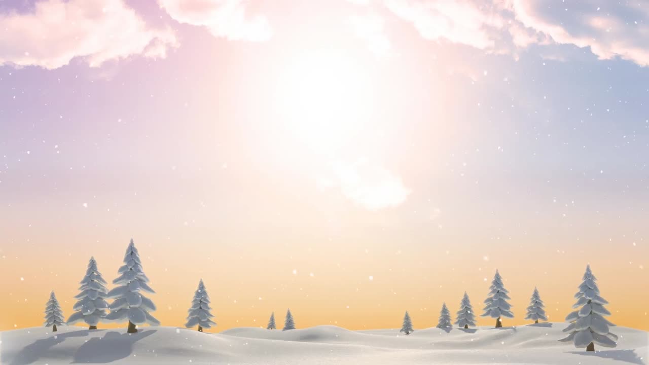 ⁇ 은 겨울 풍경 위에 내리는 눈의 애니메이션