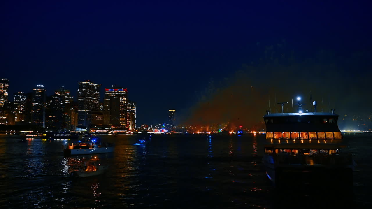 The fireworks in the New York City on 4th of July independence day