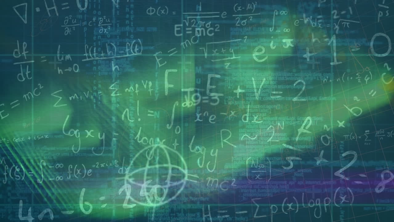 animación de ecuaciones matemáticas sobre el procesamiento de senderos de luz verde