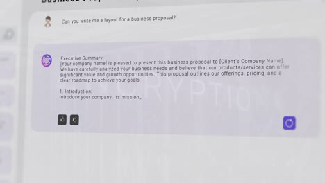 animation of encryption text over ai chat