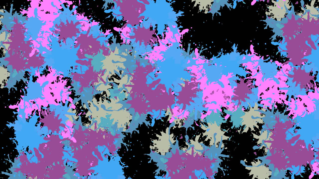 animación de salpicaduras multicolores de pintura sobre un fondo negro