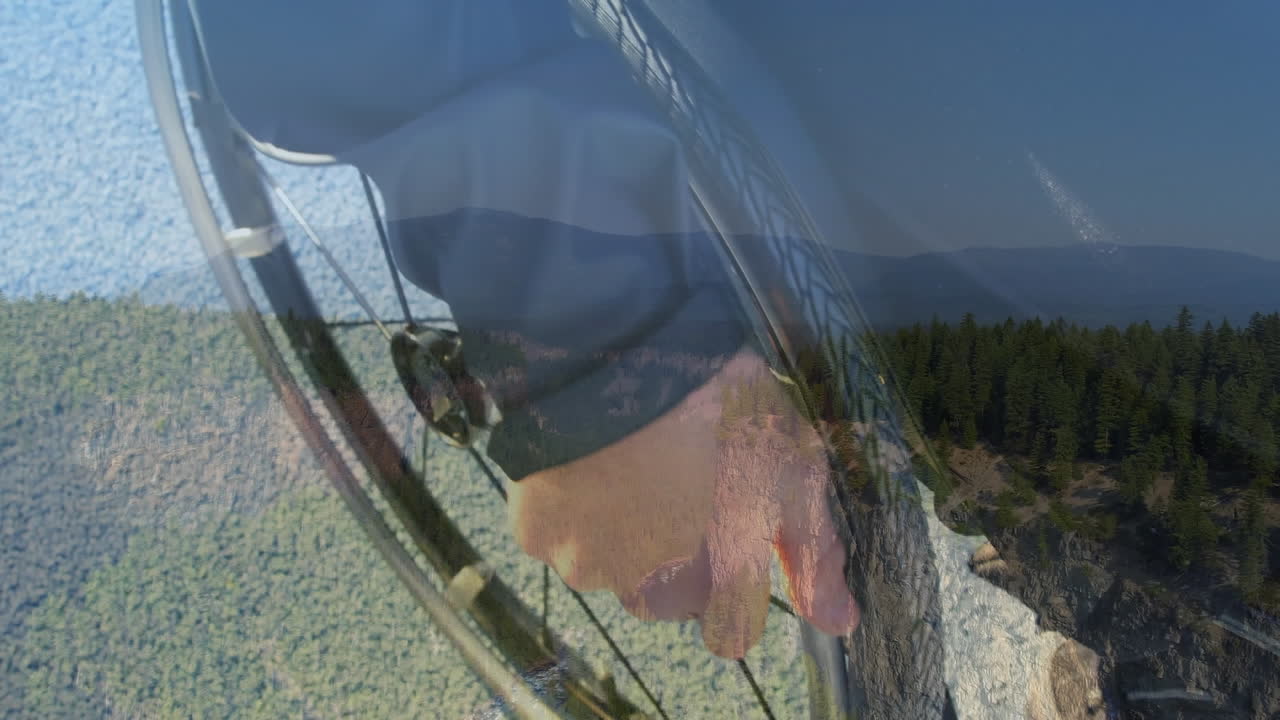 체어에 앉은 사람 위의 풍경 오버레이의 애니메이션