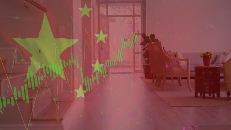 Animation-of-flag-of-china-and-data-processing-over-house