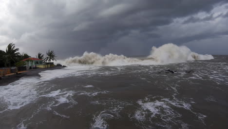 coastal storm surge with high waves