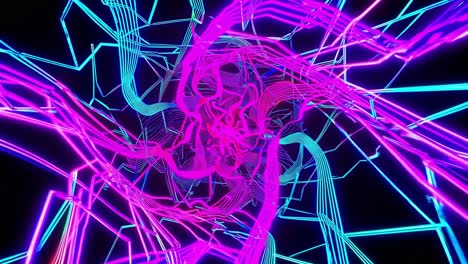 colorful neon waves exploding from the center, forming a vibrant vortex with intricate patterns and radiating energy, creating a mesmerizing abstract composition against a black background