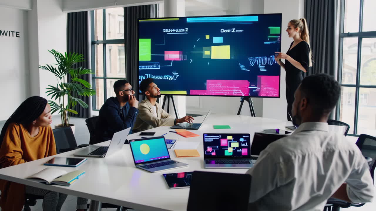 Diverse Business Professionals Attending a Presentation on Gen-Z