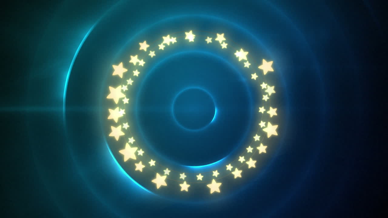 animación de la decoración de navidad luces de hadas con espacio de copia sobre círculos azules