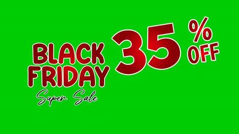 Black-Friday-35-Prozent-Rabatt,-Begrenztes-Angebot,-Jetzt-Einkaufen,-Text-Cartoon-Animation,-Bewegungsgrafiken-Auf-Grünem-Bildschirm-Für-Rabatt,-Shop,-Geschäftskonzept-Videoelemente