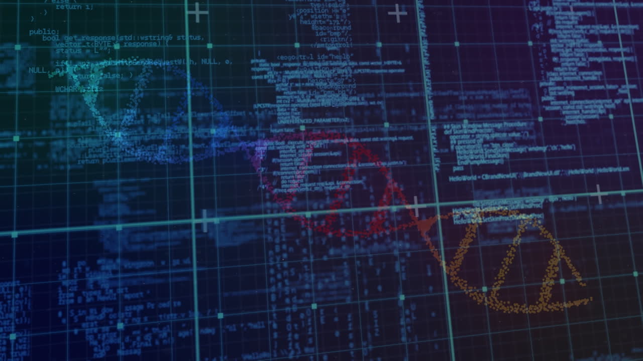 Animation of digital screen with biological data on navy background