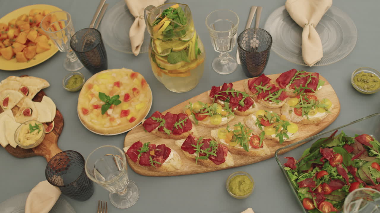 Top-View Of Family Dinner Table