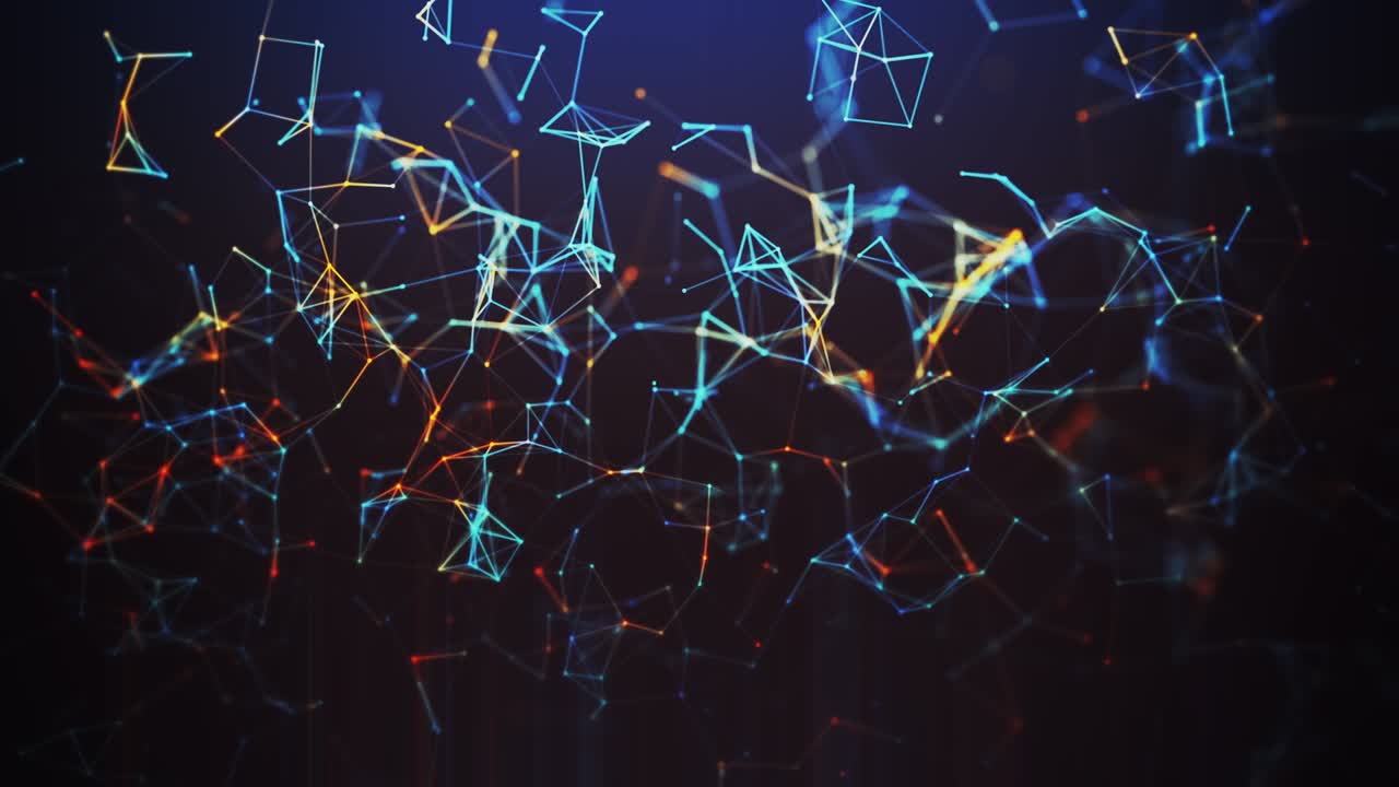 Geometric abstract background with connected line and dots animation loop
