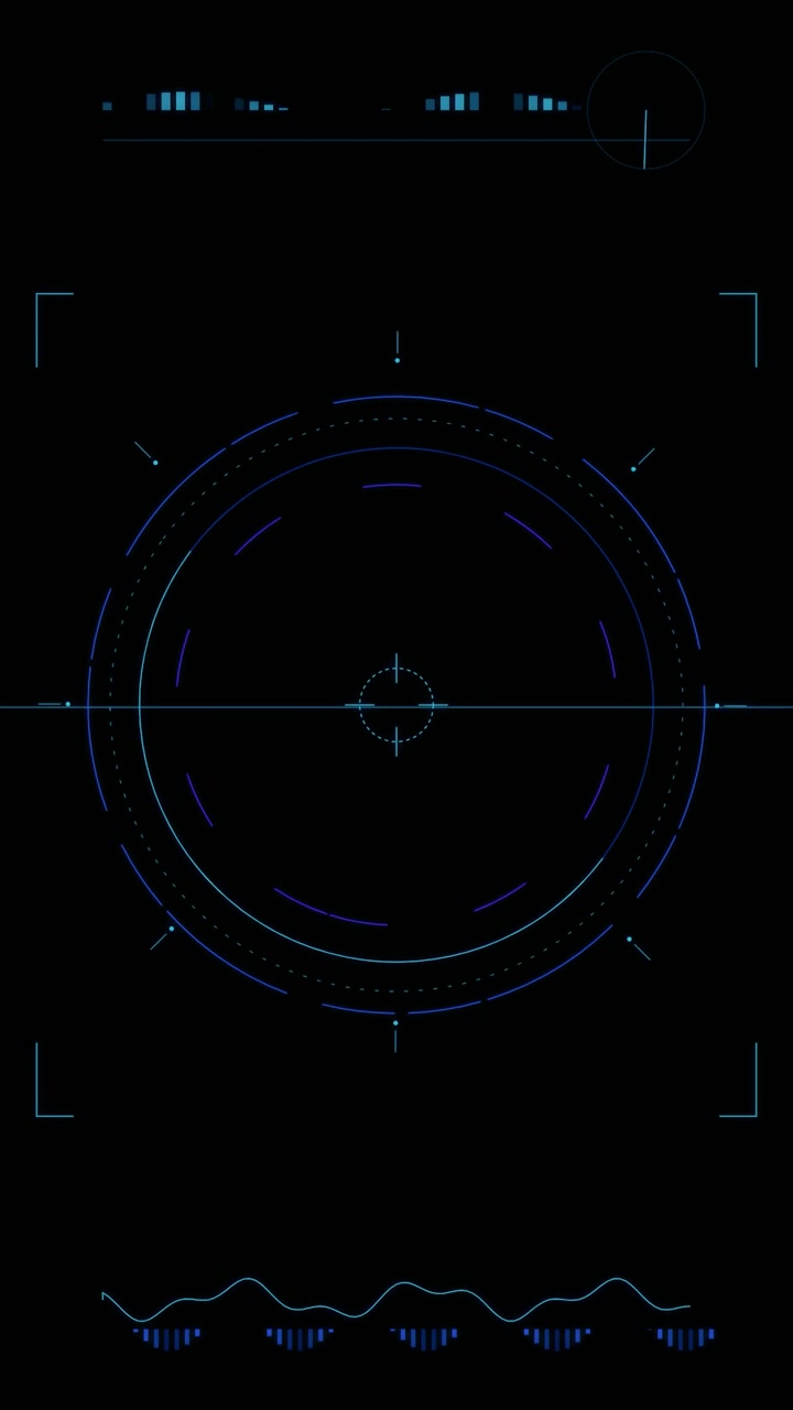 Futuristic Digital HUD Interface with Rotating Circular Target