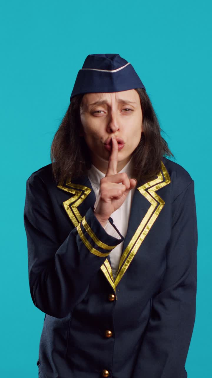 Vertikální video: Profesionální dopravní letadlo dělá tichý symbol na kameru