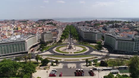 Lisbon-Portugal-Aerial-Cityscape-Eduardo-Vii-Park-And-Marques-De-Pombal-Square